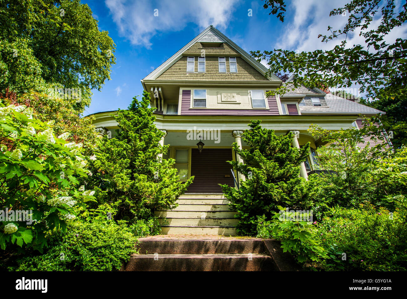 Maison dans le quartier de College Hill de Providence, Rhode Island. Banque D'Images