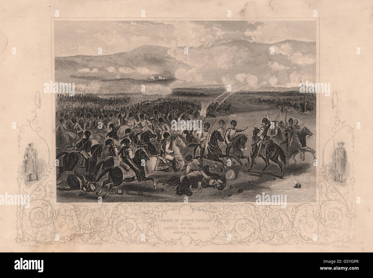 Guerre de Crimée : Charge de cavalerie lourde. Bataille de Balaklava le 25 octobre 1854, 1860 Banque D'Images