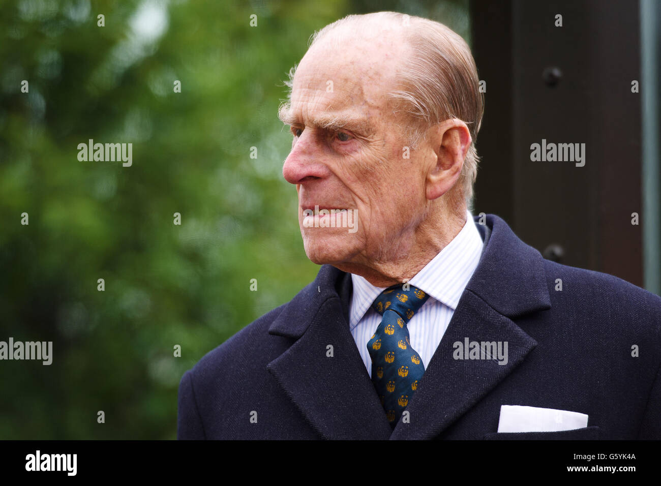 Le duc d'Édimbourg assiste à l'ouverture officielle de la nouvelle enceinte de tigre au zoo de Londres, dans le centre de Londres. Abritant un tigre de Sumatran mâle et un tigre de Sumatran femelle, l'enceinte est cinq fois plus grande que l'enceinte précédente. Banque D'Images