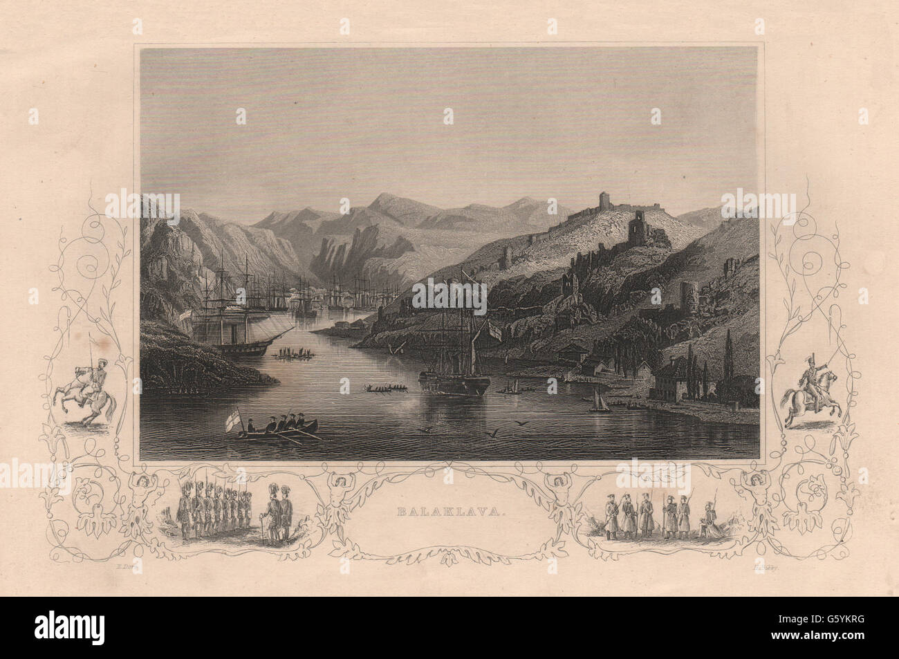 Guerre de Crimée : Balaklava, antique print 1860 Banque D'Images