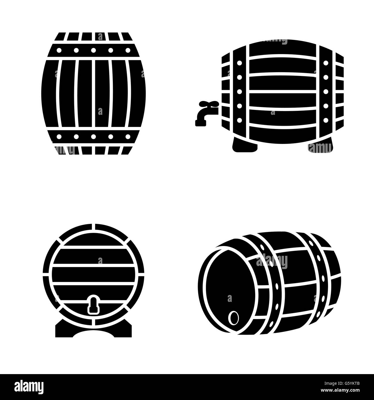 Vector icons set barils noir sur fond blanc Illustration de Vecteur