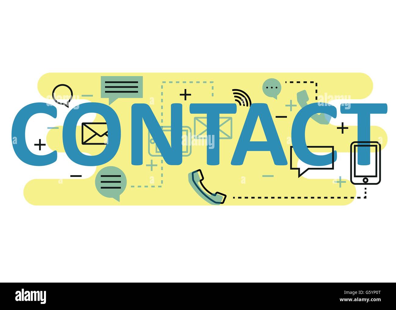 Contact concept design ligne plate avec des icônes et des éléments. Contact concept moderne collection de vecteurs. Lettrage concept Contact Illustration de Vecteur