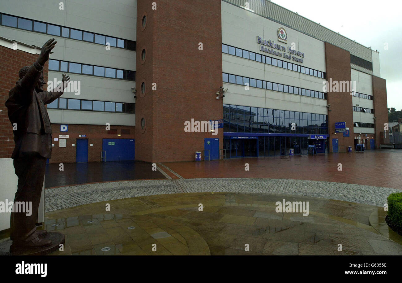 Vue générale sur Ewood Park, stade du club de football Blackburn Rovers. Banque D'Images