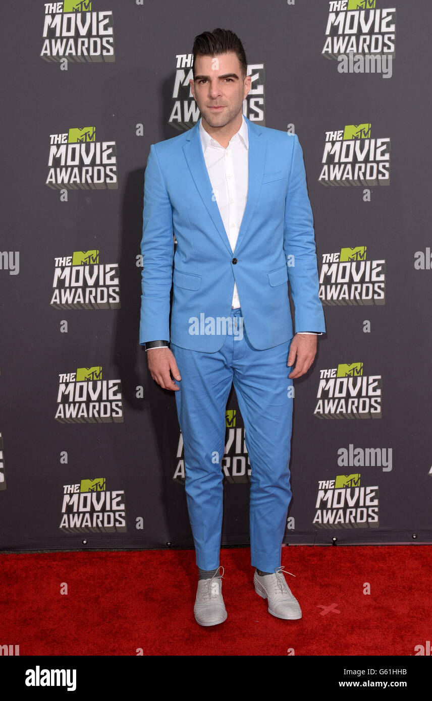 Zachary Quinto arrive aux MTV Movie Awards 2013 à Sony Pictures Studios, Culver City, Los Angeles. Banque D'Images