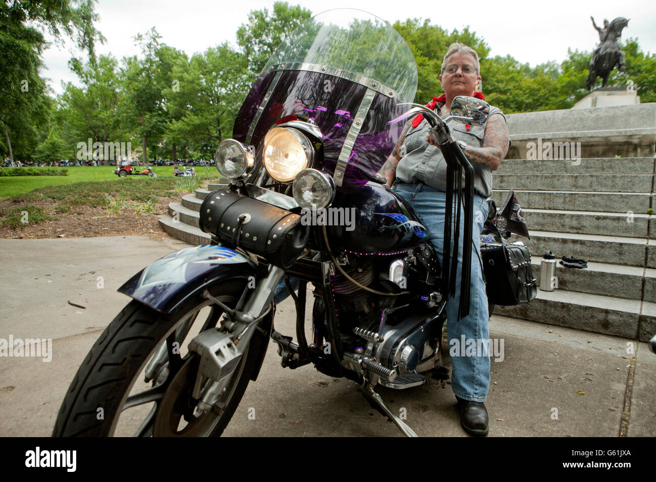 Washington, DC, USA, 29 mai 2016 : Memorial Day Rolling Thunder Riders prendre une pause Banque D'Images