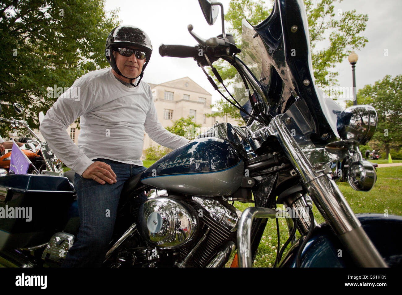 Washington, DC, USA, 29 mai 2016 : Memorial Day Rolling Thunder Riders prendre une pause Banque D'Images