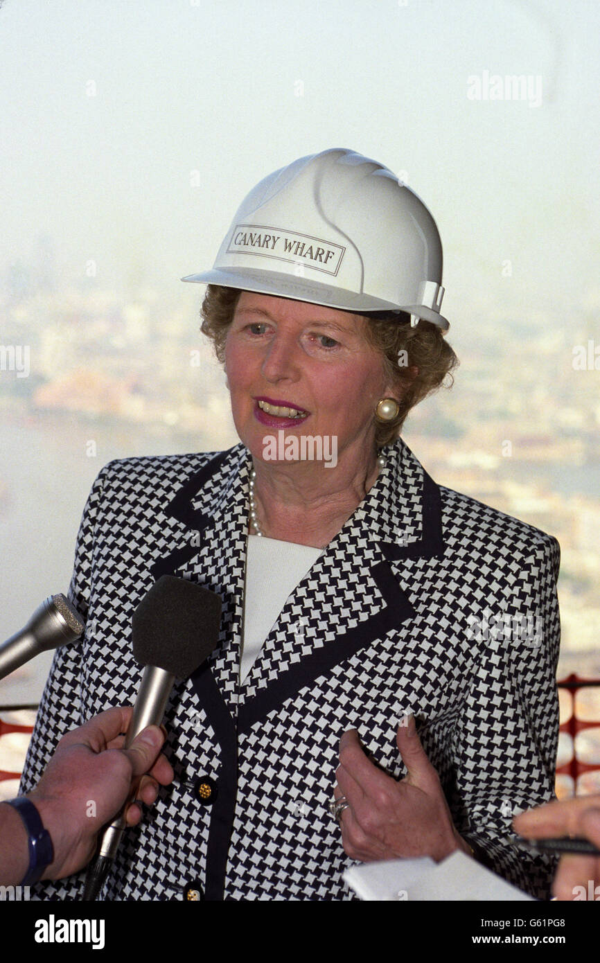 Politique - PM Margaret Thatcher - Canary Wharf - Londres Banque D'Images