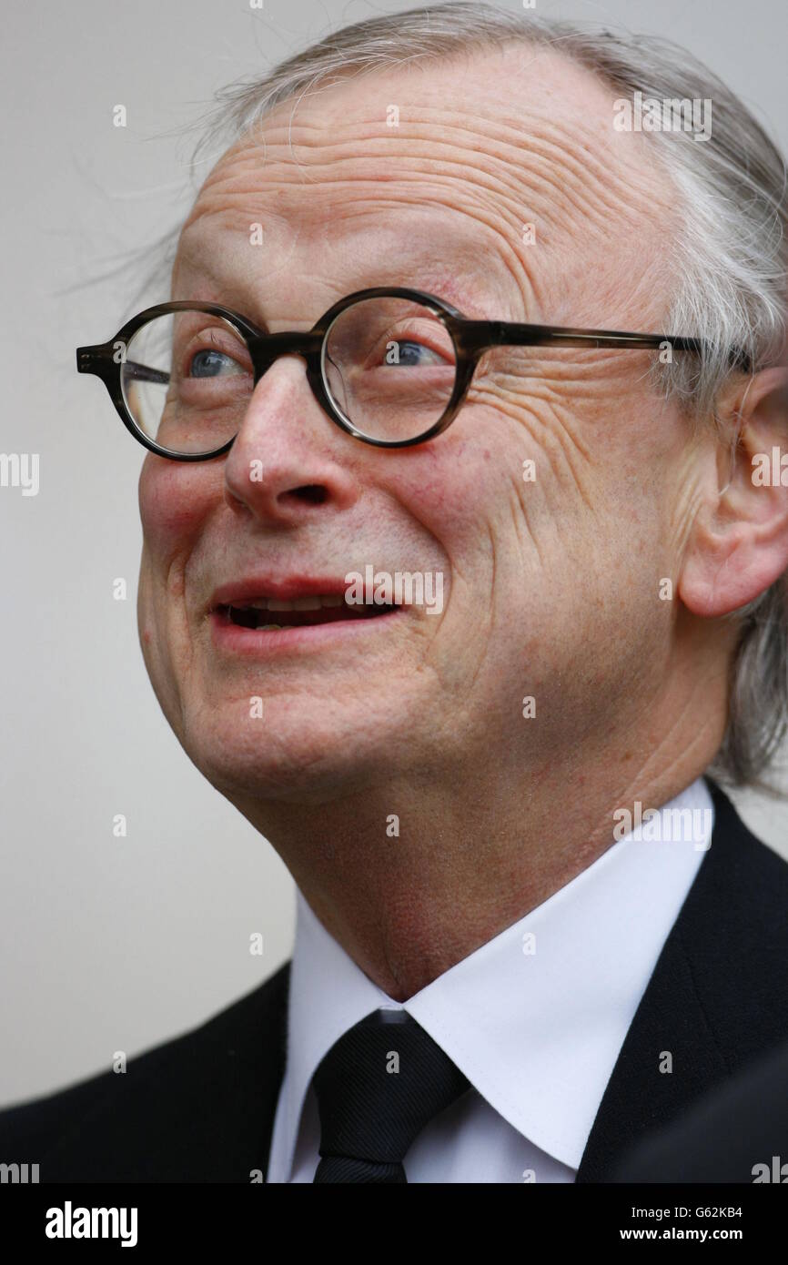 John Selwyn Gummer arrive pour le service funéraire de la baronne Thatcher, à la cathédrale Saint-Paul, dans le centre de Londres. Banque D'Images