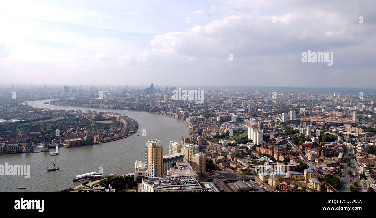 Vue générale de Londres depuis Canary Wharf. Vue générale de Londres depuis Canary Wharf. Banque D'Images