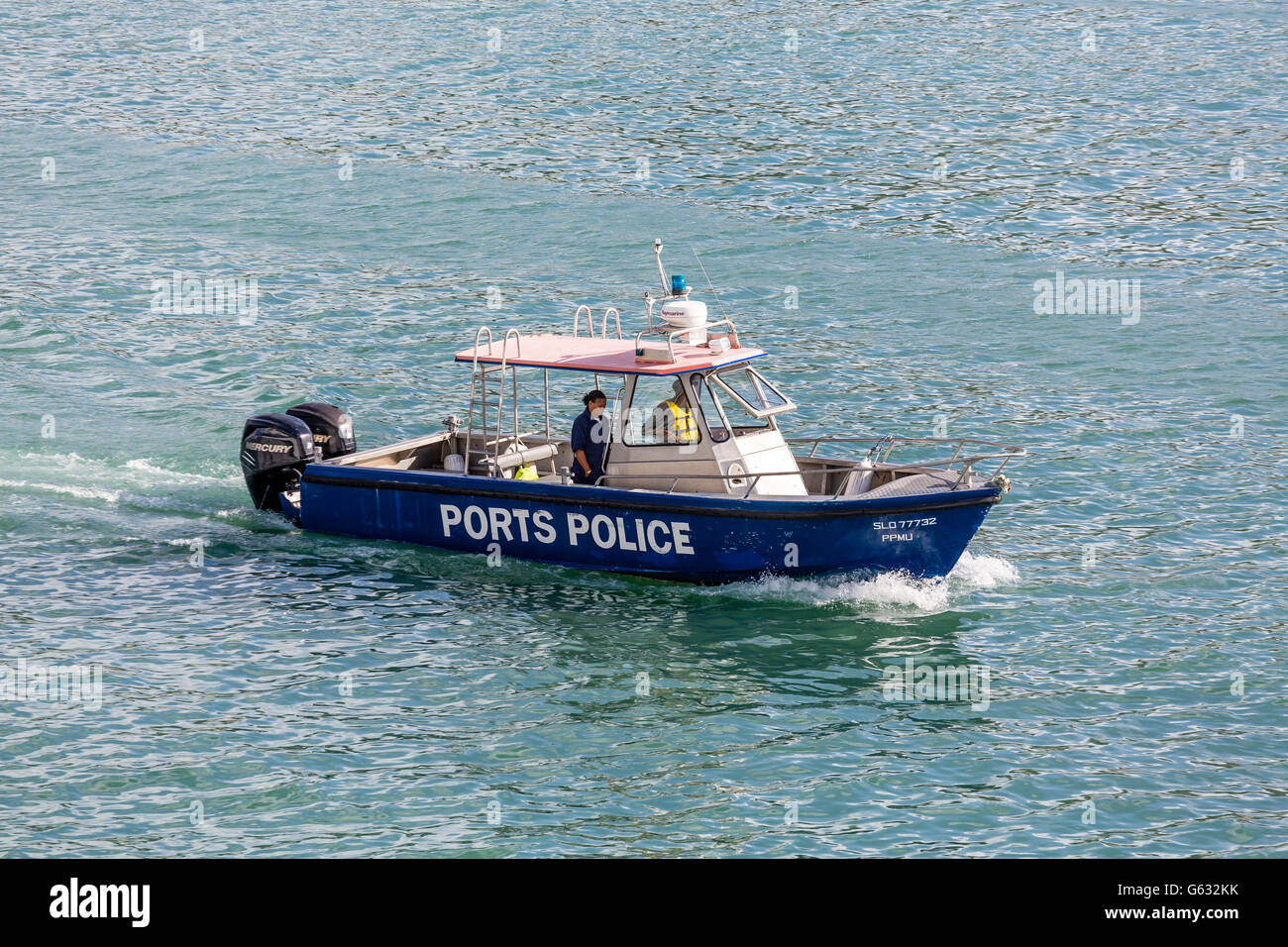 Voile étiquetés de la police portuaire de St Lucia Banque D'Images