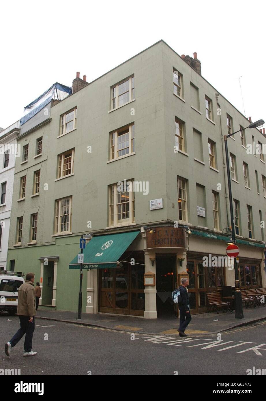 Soho House restaurant et club, qui occupe les étages supérieurs de l'immeuble tournant Greek Street et Old Compton Street, à Soho, où l'enfant des stars de cinéma Jude Law et Sadie Frost aurait avalé un comprimé d'ecstasy. Banque D'Images