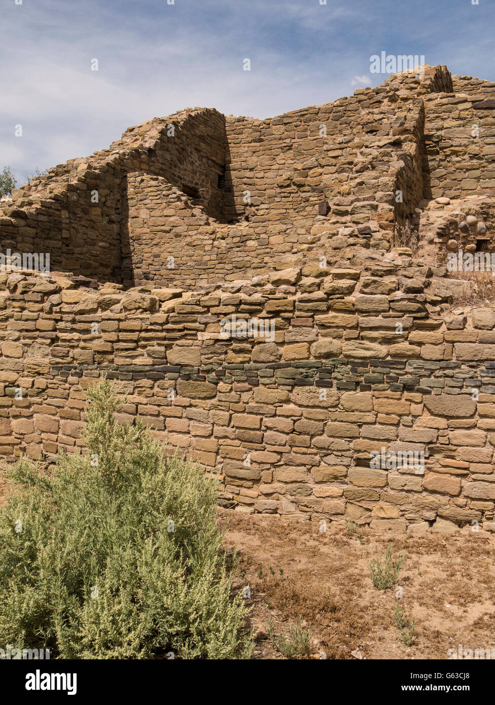 Rayé vert mur, Aztec Ruins National Monument, Aztec, Nouveau Mexique Banque D'Images