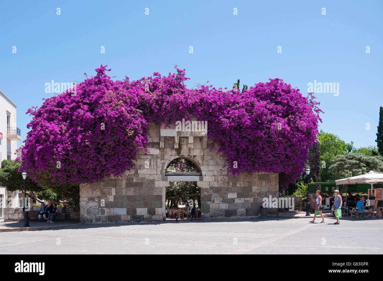 Ancienne porte d'Agora romaine, Place Kazouli, Kos Town, Kos (Cos), du Dodécanèse, Grèce, région sud de la Mer Egée Banque D'Images