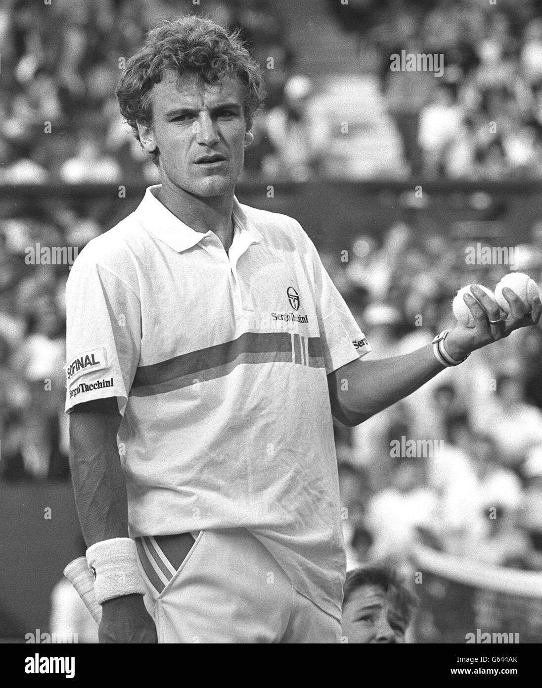 Le joueur suédois de tennis Mats Wilander, 23 ans, qui a été battu en quart  de finale à Wimbledon par l'australien Pat Cash qui a remporté le titre de  singles Photo Stock -