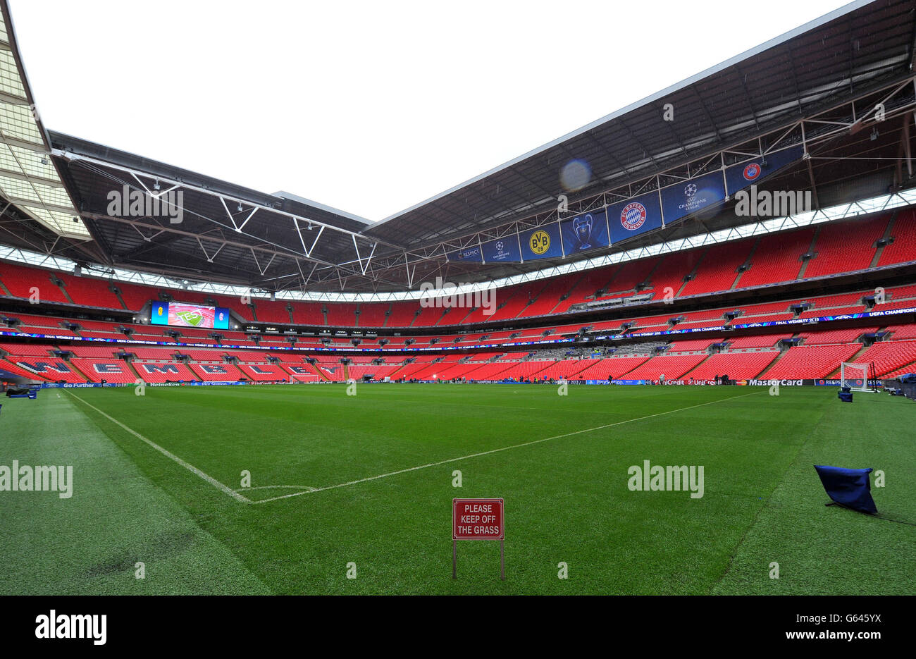 Le stade Wembley se prépare à accueillir la finale de la Ligue des champions de l'UEFA entre le Bayern de Munich et Borissia Dortmund. Banque D'Images