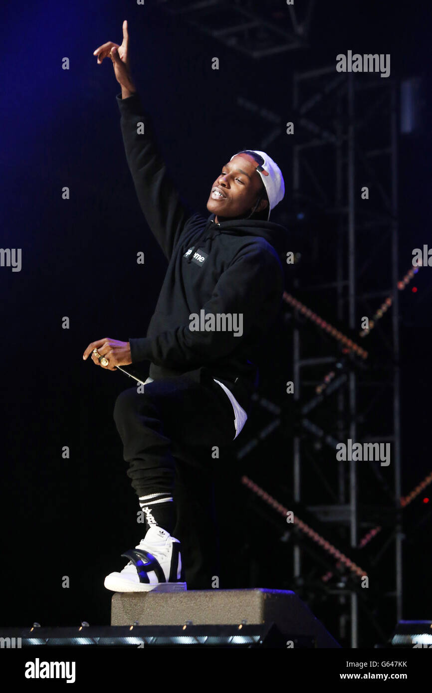 A$AP Rocky se produit au radio 1 Big Weekend à Ebrington Square à Londonderry, en Irlande du Nord. Banque D'Images