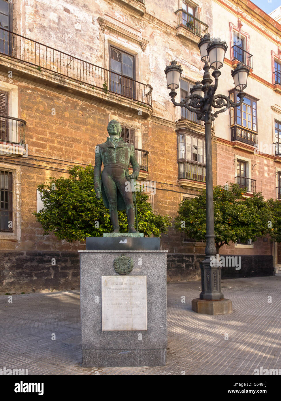 CADIX, ESPAGNE - 13 MARS 2016 : statue de Francisco de Miran Banque D'Images