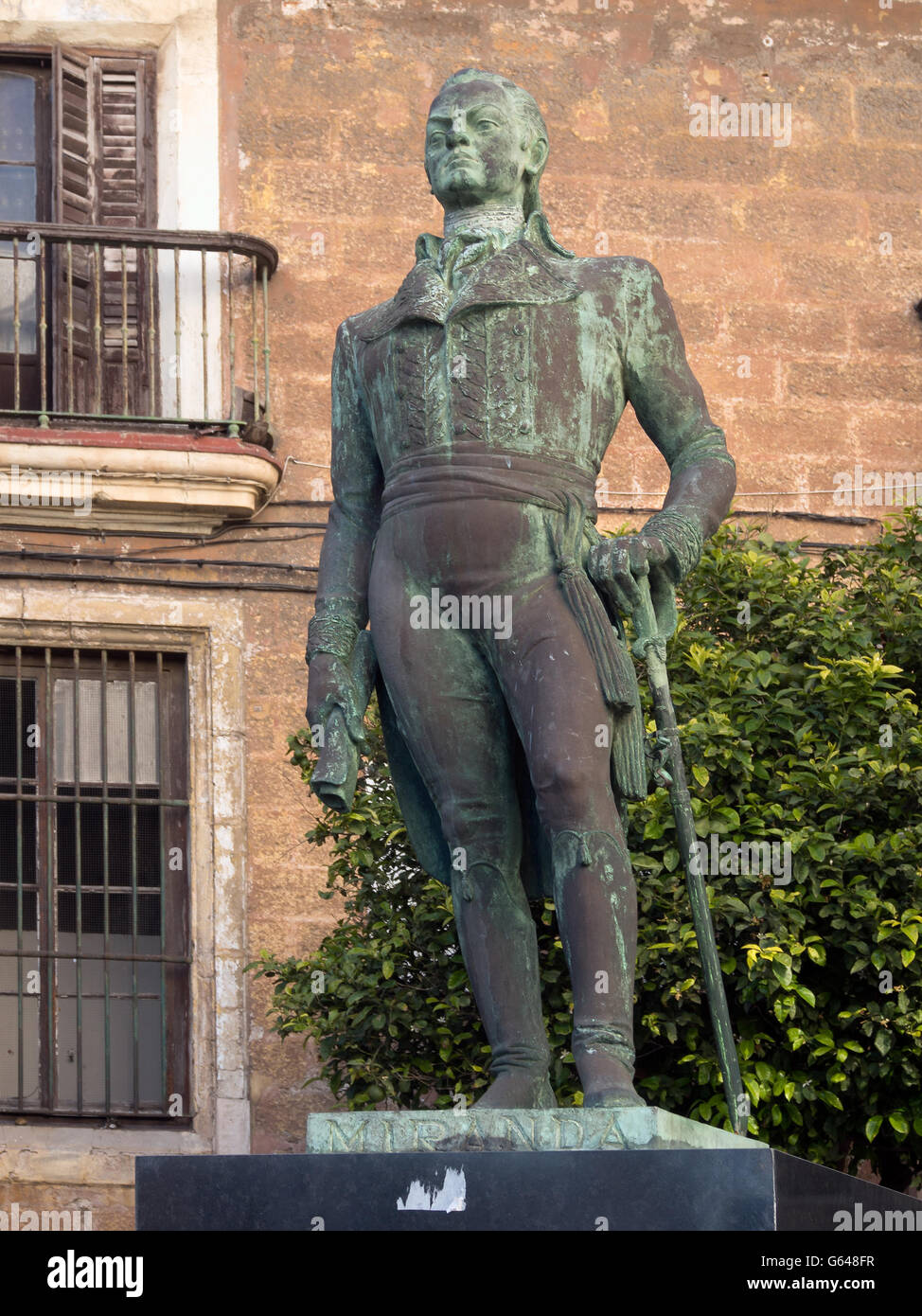 CADIX, ESPAGNE - 13 MARS 2016 : statue de Francisco de Miranda Banque D'Images