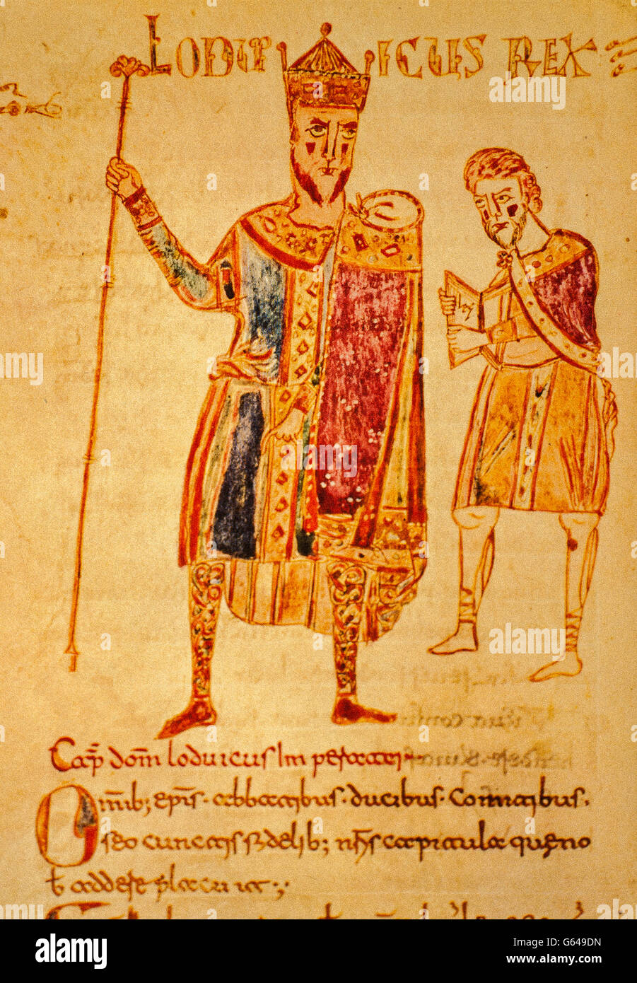 Louis I le Pieux (fr. Louis II le pieux ou le Débonnaire) Roi des Francs et empereur. - Fils Charlemagne et d'Hildegarde, roi d'Aquitaine (781), devint empereur en 814 Banque D'Images