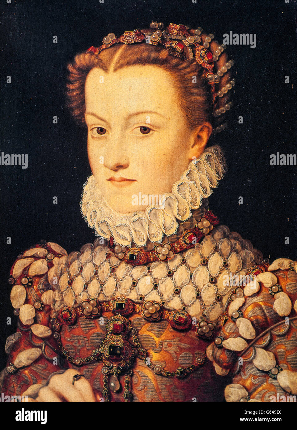 1570 - Elisabeth d'Autriche par François Clouet,France, Paris, Musée du Louvre.France, Paris, Musée du Louvre -France, Paris, Musée du Louvre Banque D'Images