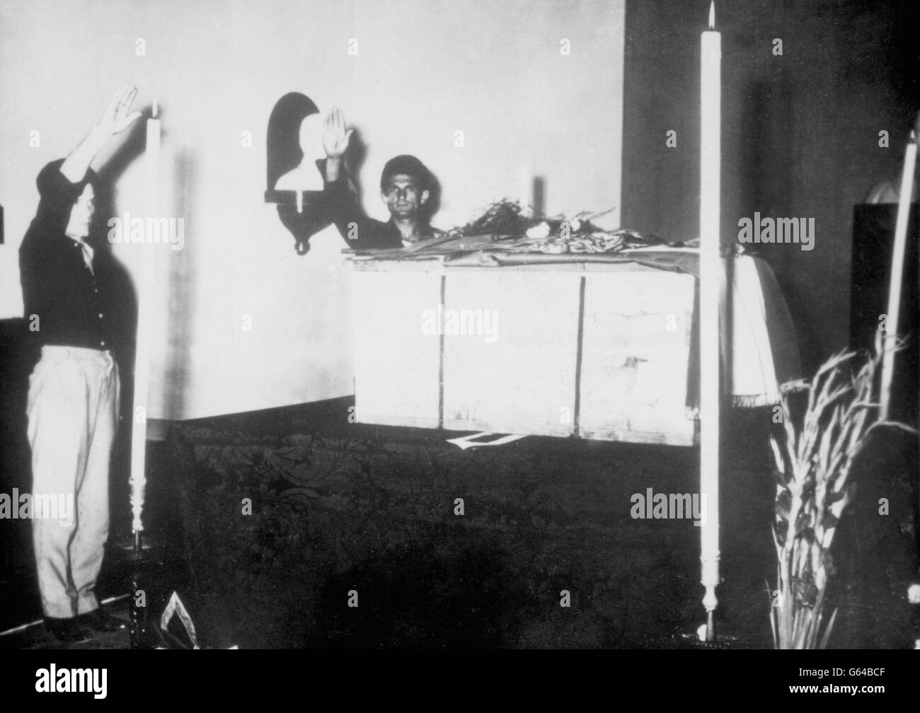 Politique - dictateur fasciste Benito Mussolini's coffin - cimetière de San Cassiano - Italie Banque D'Images