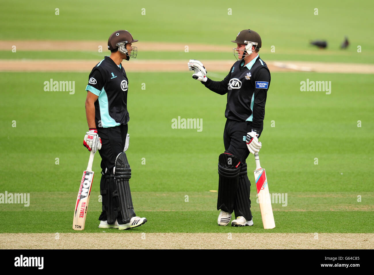 Cricket - Yorkshire Bank 40 - Surrey / Durham - Kia Oval. Vikram Solanki et Jason Roy de Surrey (à droite) Banque D'Images