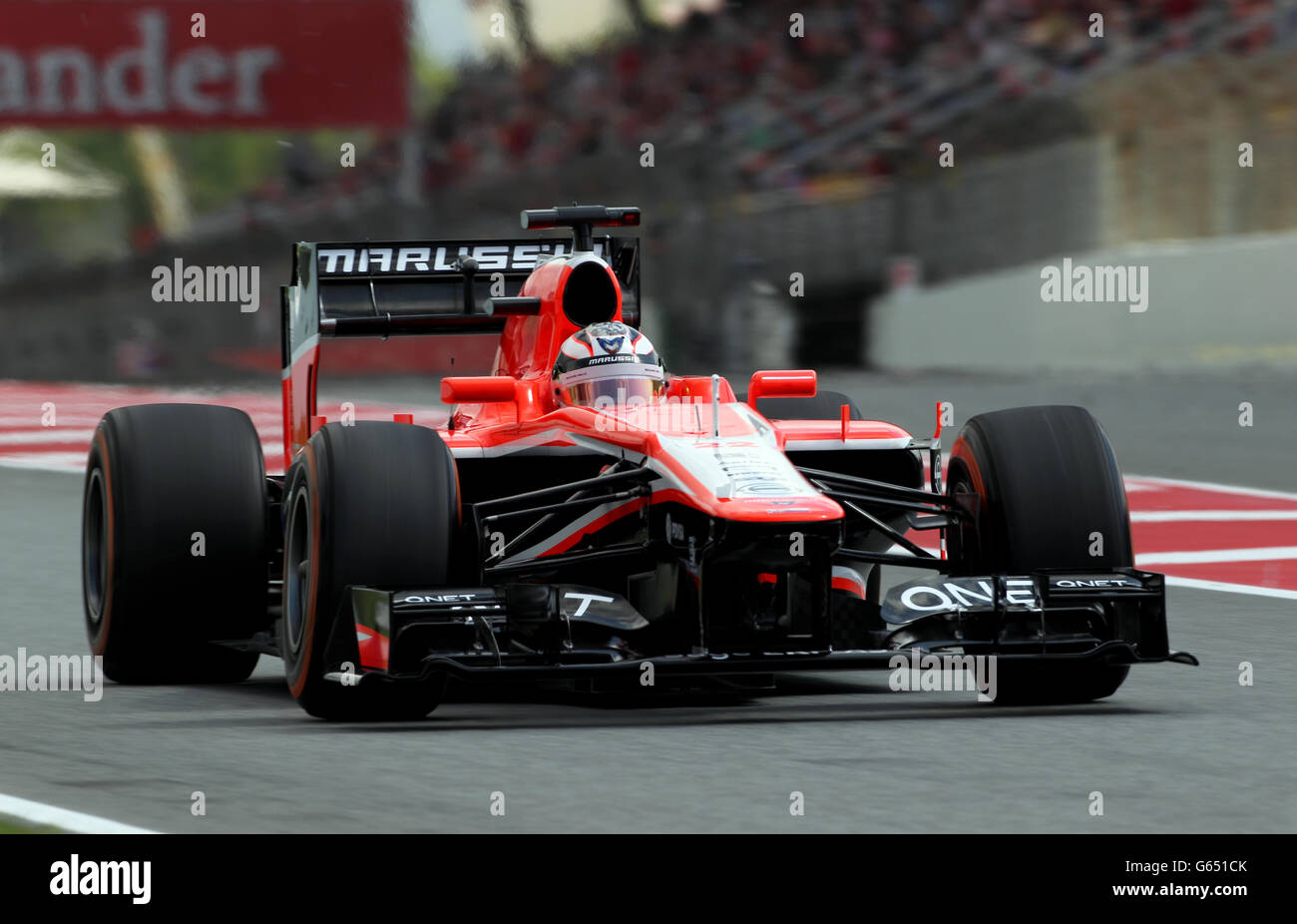 Jules Bianchi de Marussia lors des qualifications au circuit de Catalunya, Barcelone. Banque D'Images