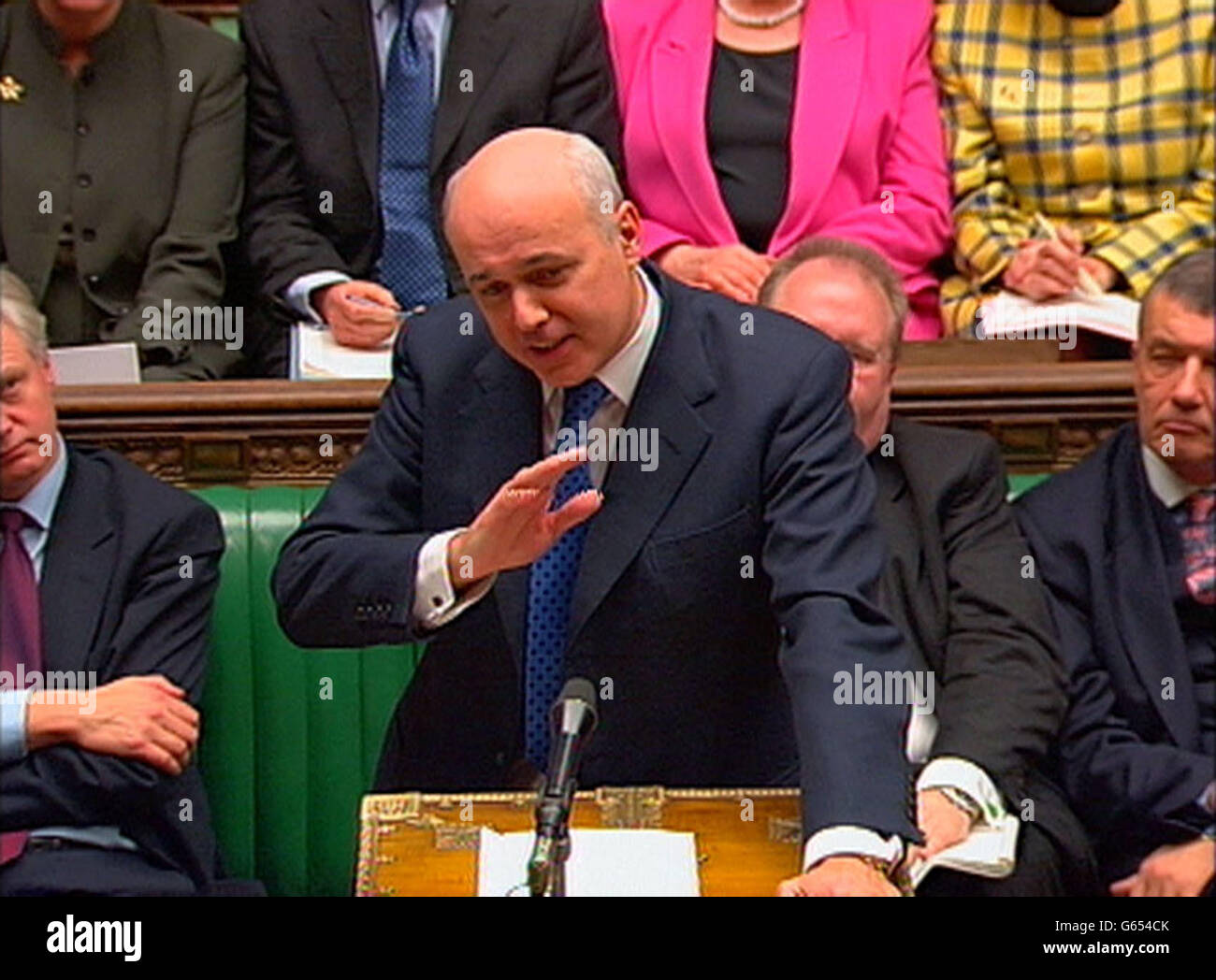 : le chef conservateur, Iain Duncan Smith, pendant l'heure des questions du premier ministre à la Chambre des communes. Banque D'Images