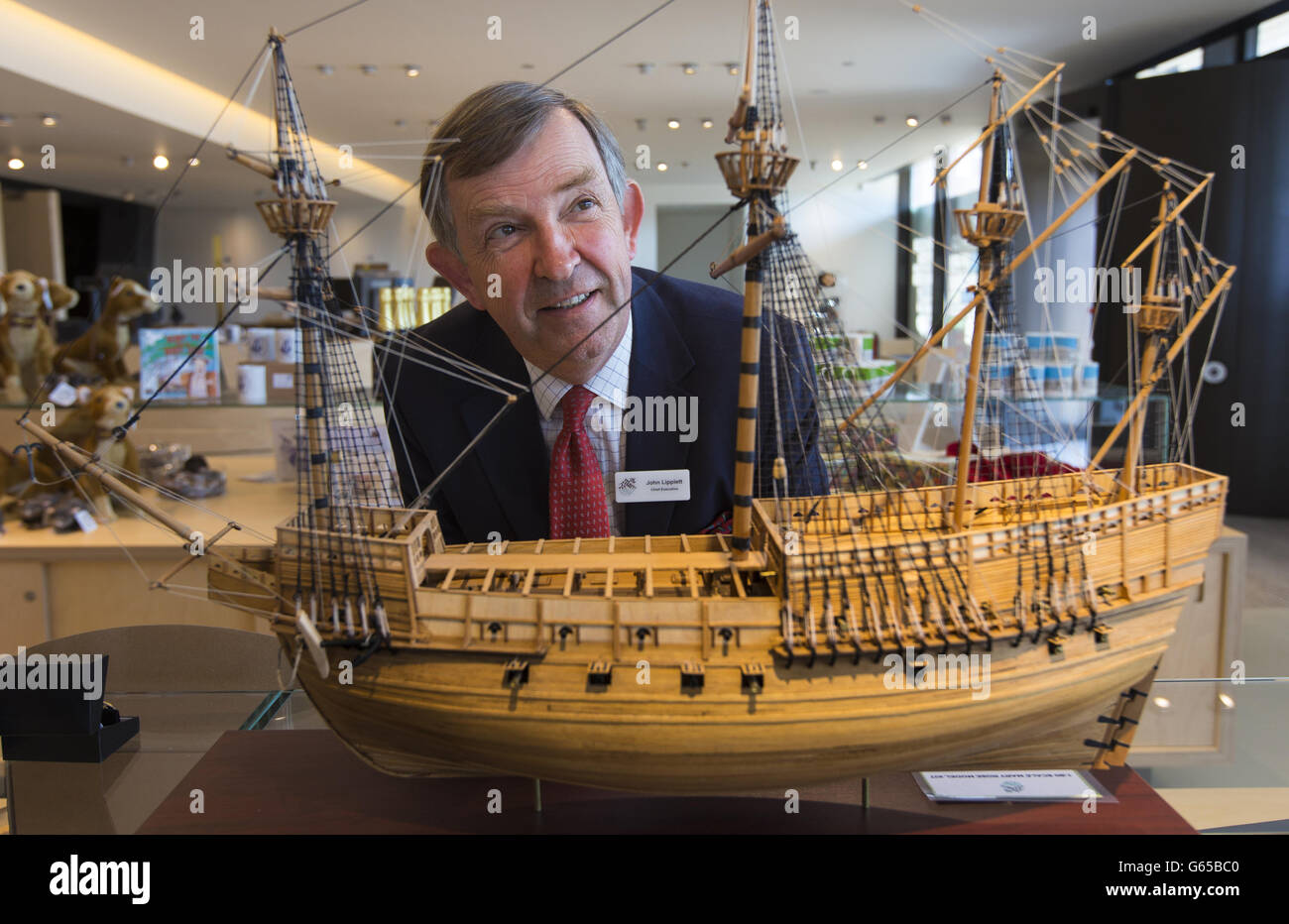 John Lippiett, directeur général du Mry Rose Trust, photographié au nouveau Mary Rose Museum qui ouvrira ses portes à la fin du mois de mai au chantier naval historique de Portsmouth, dans le Hampshire. Banque D'Images