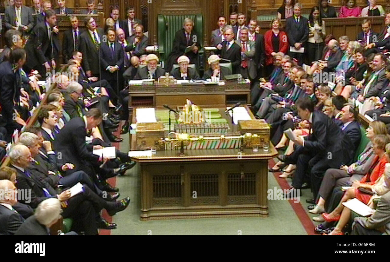 Un examen général des questions du premier ministre à la Chambre des communes, à Londres. Banque D'Images
