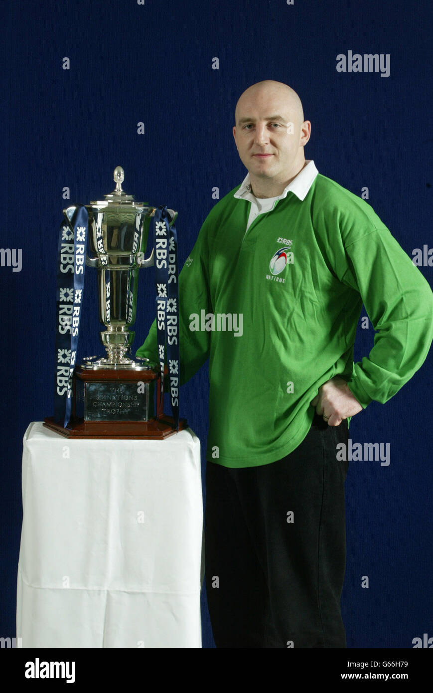 Keith Wood d'Irlande au lancement du RBS 6 Nations Tournament à Hyde Park. Banque D'Images