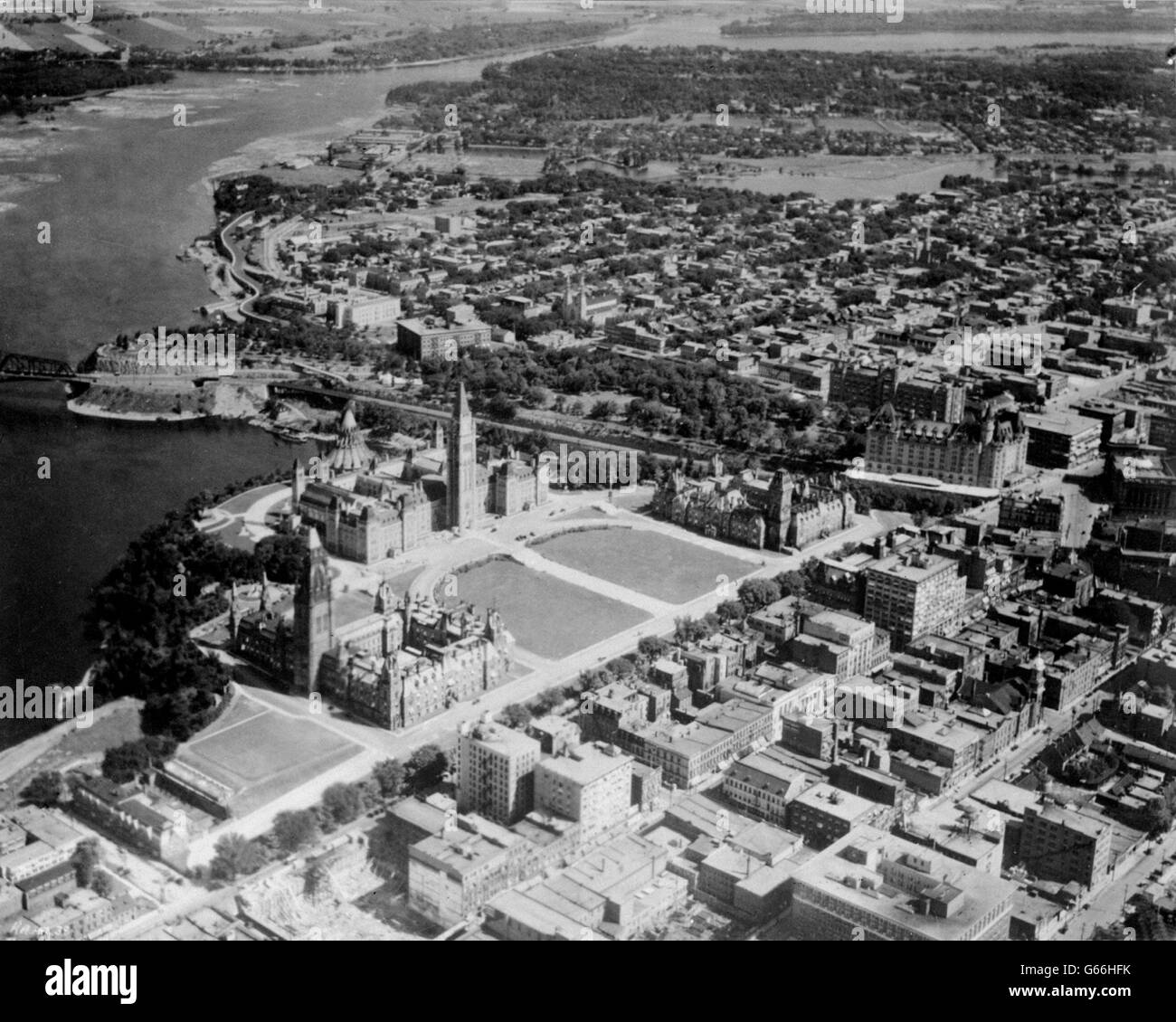 Vue aérienne d'Ottawa.Une vue aérienne saisissante d'Ottawa, la scène de la prochaine Conférence économique impériale. Banque D'Images