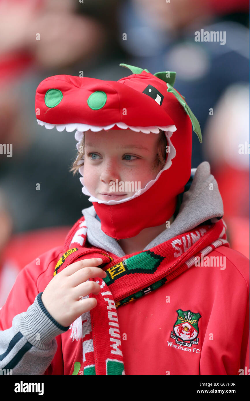 Football - Blue Square Bet Premier - jouer - finale - Newport County v Wrexham - Wembley Stadium. Un ventilateur Wrexham FC dans les supports. Banque D'Images