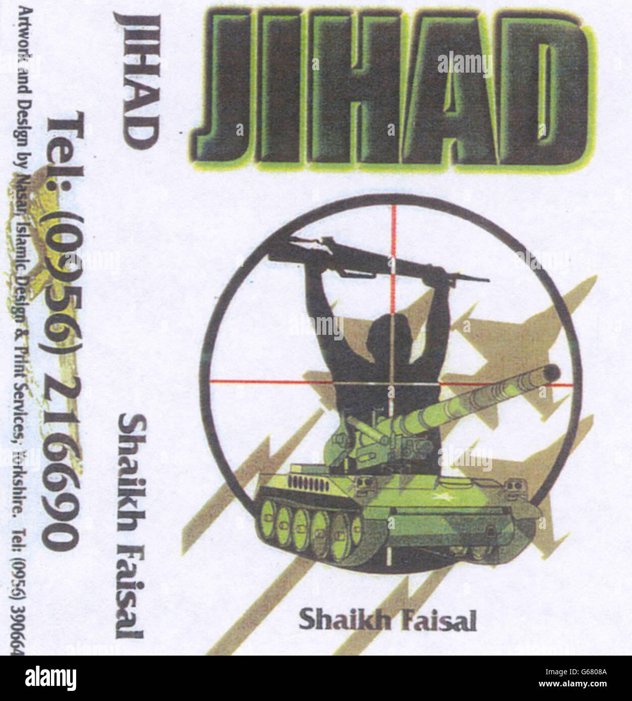 La couverture d'un enregistrement d'un religieux autoqualifié Abdullah el-Faisal, 39 ans, qui a été reconnu coupable de meurtre au Old Bailey. * 'Shaikh' Abdullah el-Faisal, un converti à l'Islam, a été arrêté dans son domicile de Stratford en février 2002 après avoir produit des cassettes audio dans lesquelles il a exhorté les jeunes musulmans à mener une guerre sainte contre les Juifs et l'Occident. Banque D'Images