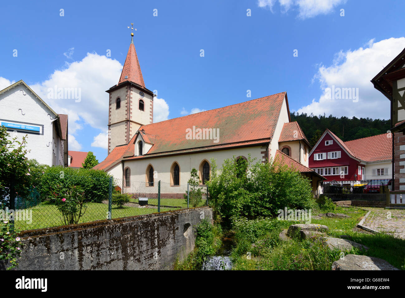 Église de Calmbach, Bad Wildbad, Allemagne, Bade-Wurtemberg, Schwarzwald, Forêt-Noire Banque D'Images