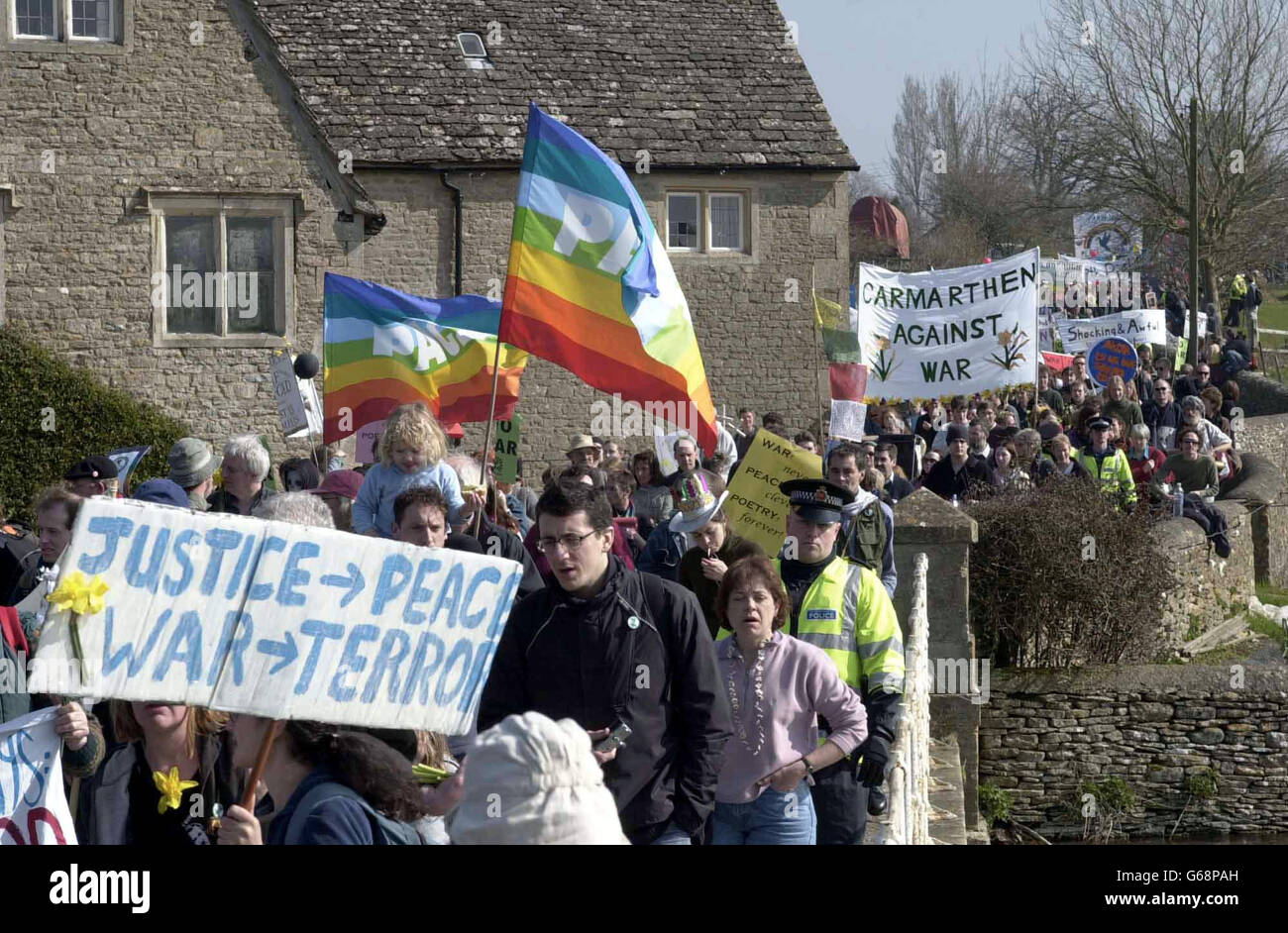 RAF anti war demo Fairford Banque D'Images