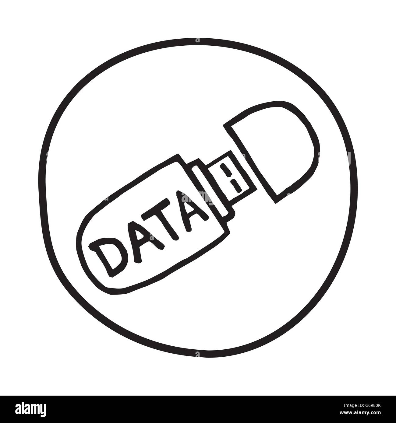 Doodle memory stick USB icône. Illustration de Vecteur