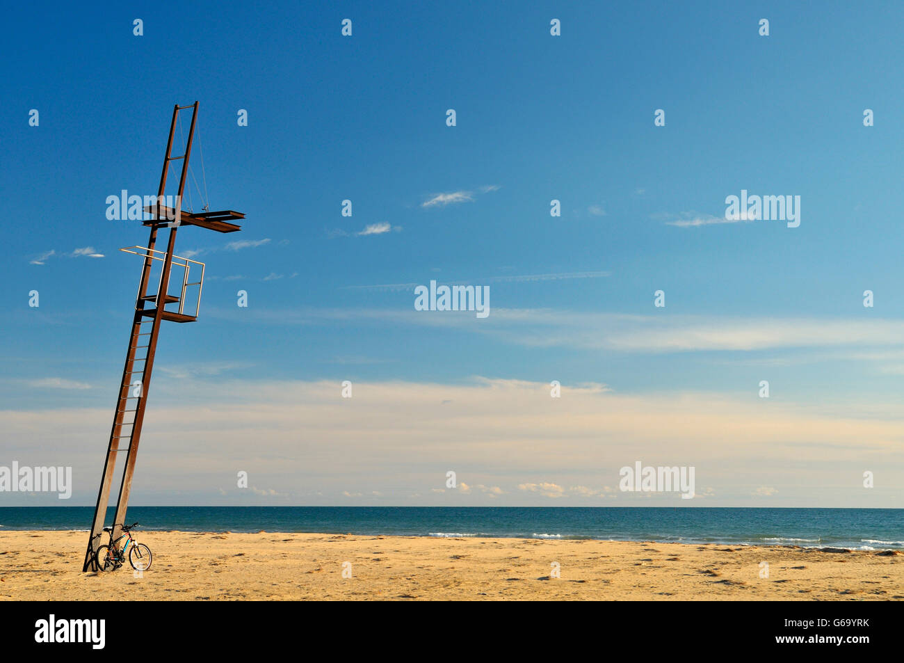 En dehors de la saison de baywatch vigie dans la plage de Salou (Tarragone, Catalogne, Espagne). Banque D'Images