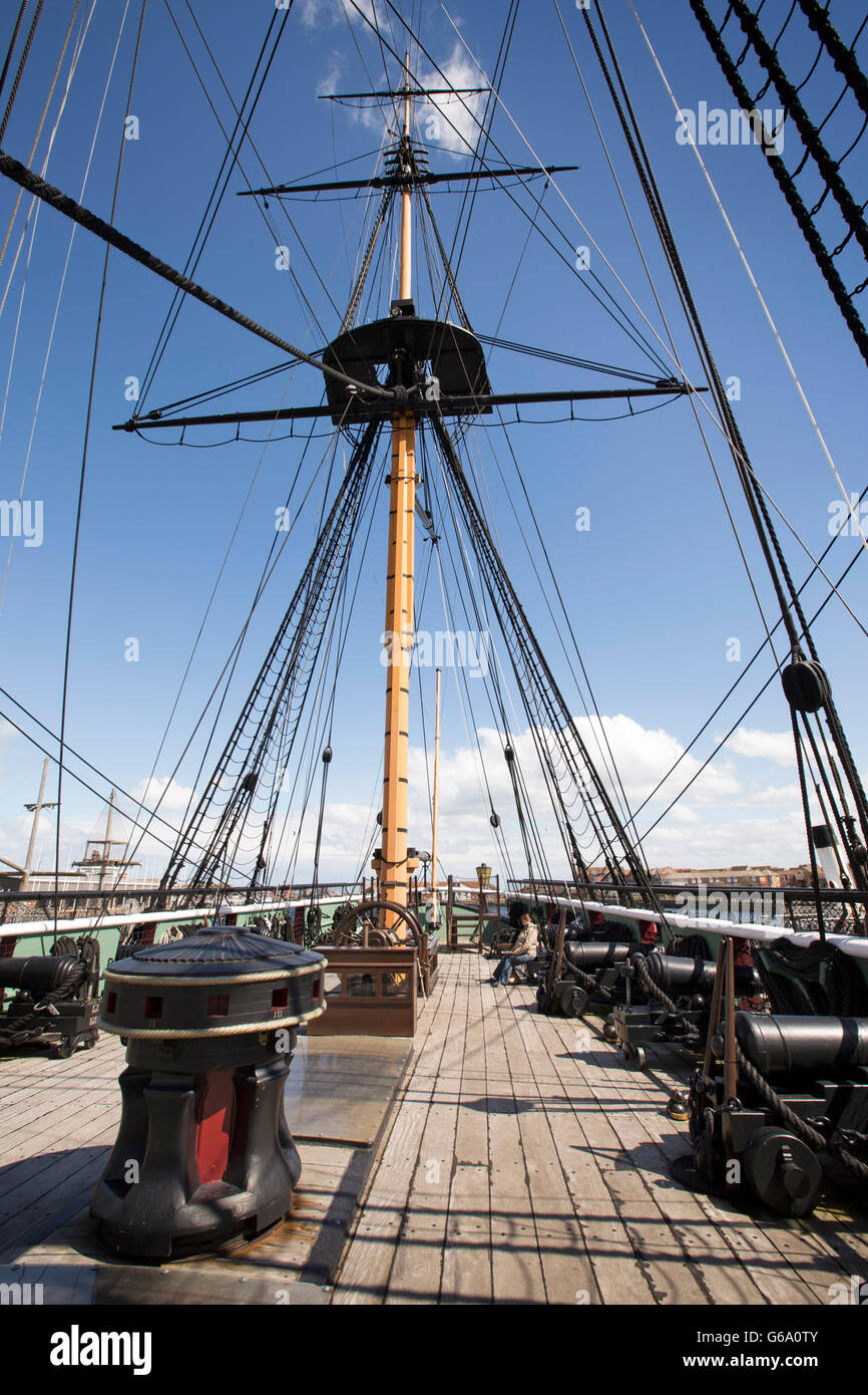 Le Comté de Durham, Royaume-Uni, Hartlepool Maritime Experience, pont du HMS Trincomalee Banque D'Images