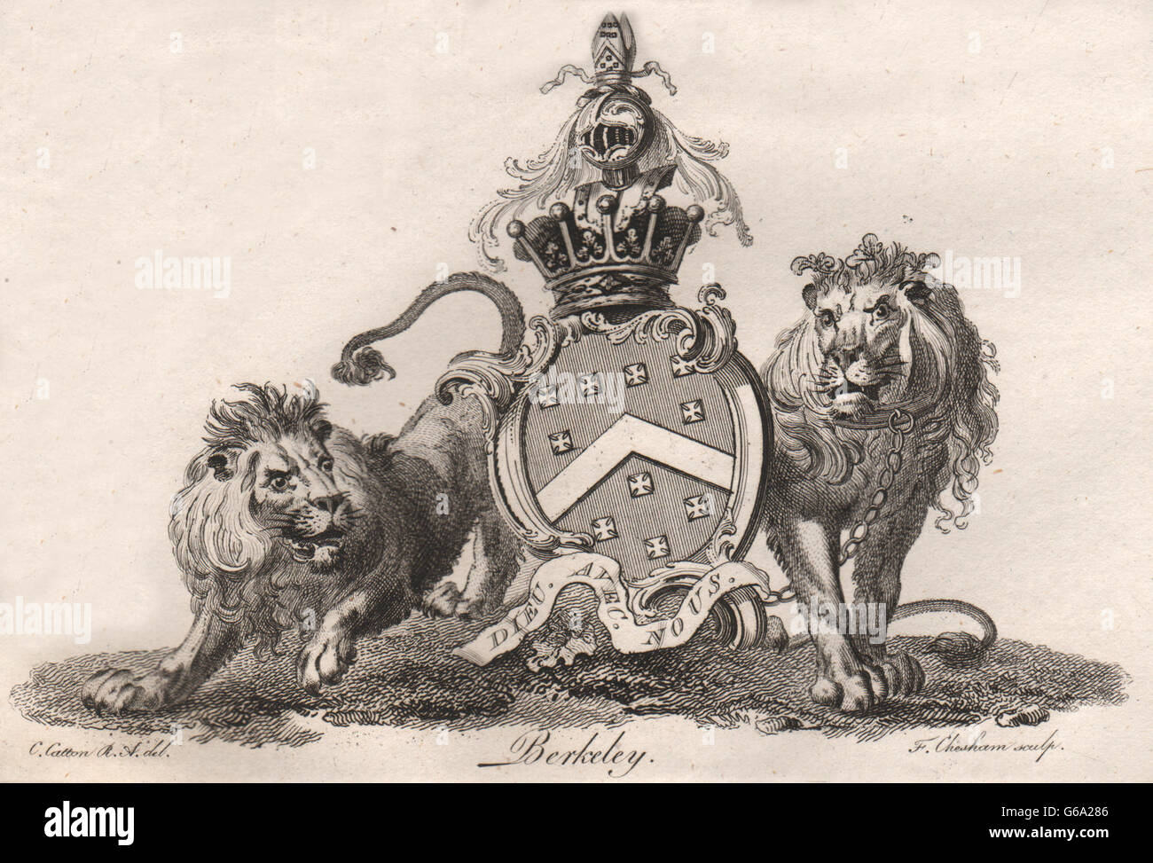BERKELEY : des armoiries. Héraldique, ancien 1790 Banque D'Images