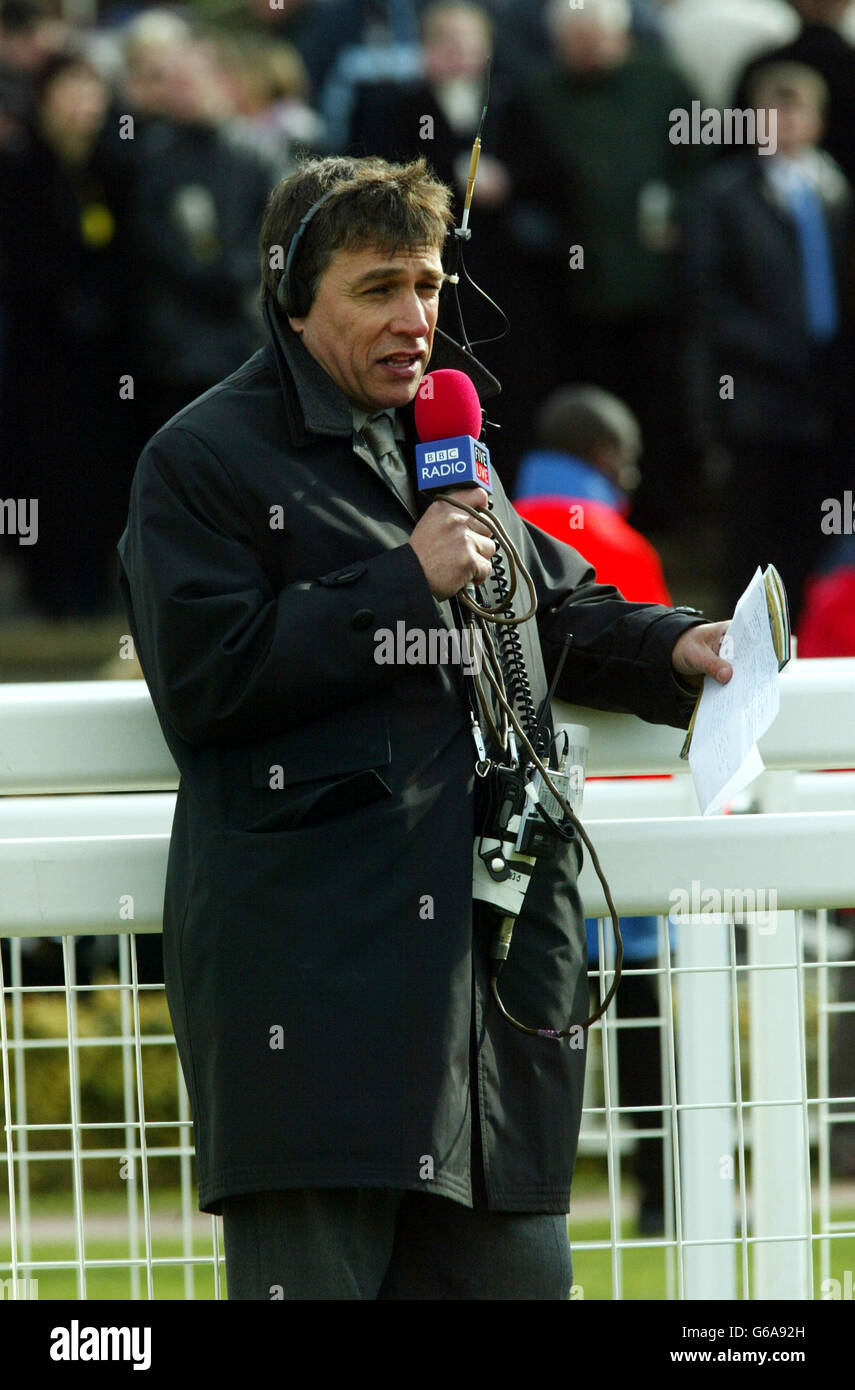 Festival Cheltenham - Inverdale.John Inverdale, présentateur de la télévision et de la radio, au festival Cheltenham. Banque D'Images