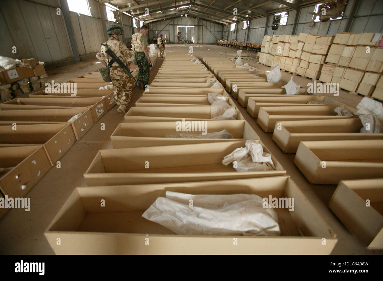 Base iraquien cercueils Banque D'Images