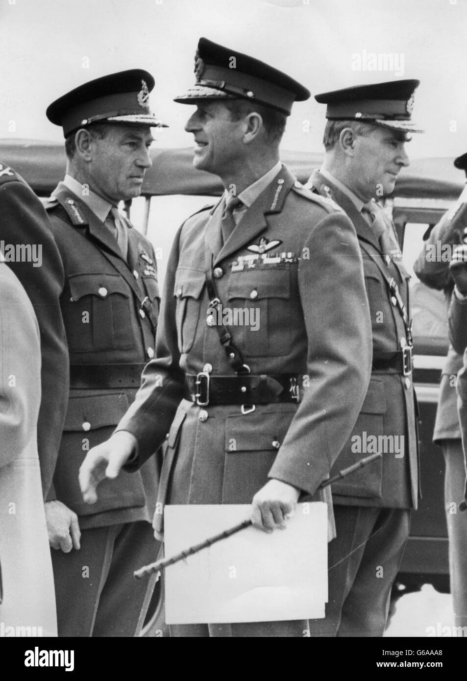 Le prince Philip, duc d'Édimbourg, visite de la Brigade de parachutistes à Aldershot. *balayage basse résolution - balayage haute résolution sur demande* Banque D'Images