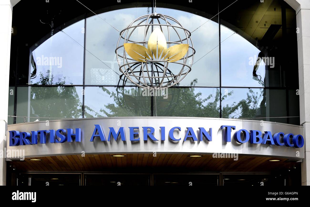 Stock FTSE.British American Tobacco p.l.c.Globe House, Temple place, centre de Londres. Banque D'Images