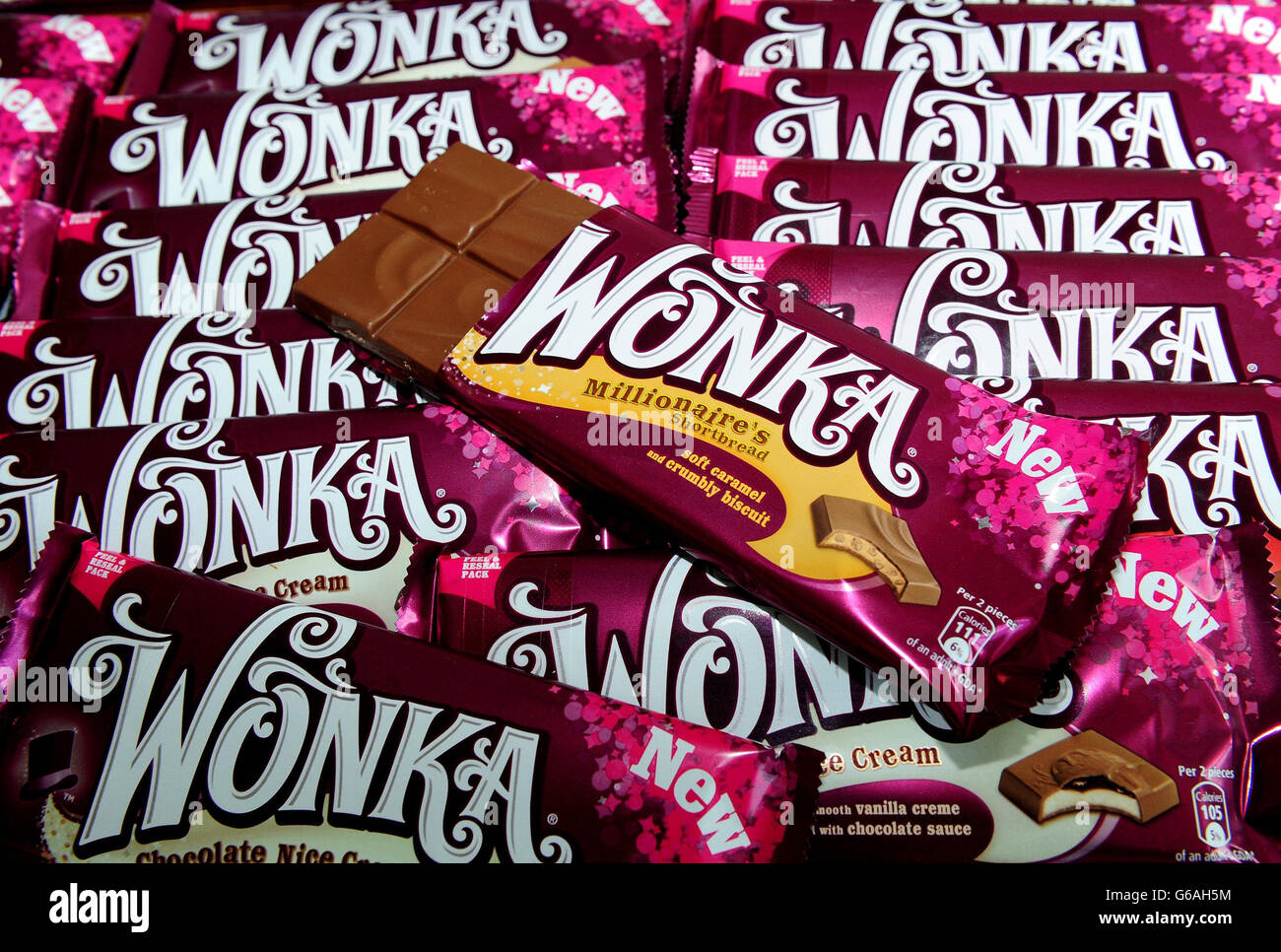 Barre de chocolat Wonka lancer Banque D'Images