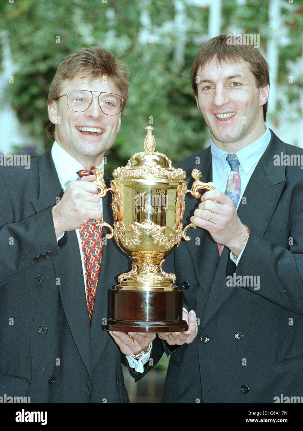 Rob Andrew et Philippe Sella. Banque D'Images