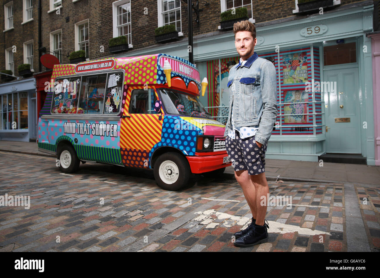 M. Quiffy magasin mobile - Londres Banque D'Images