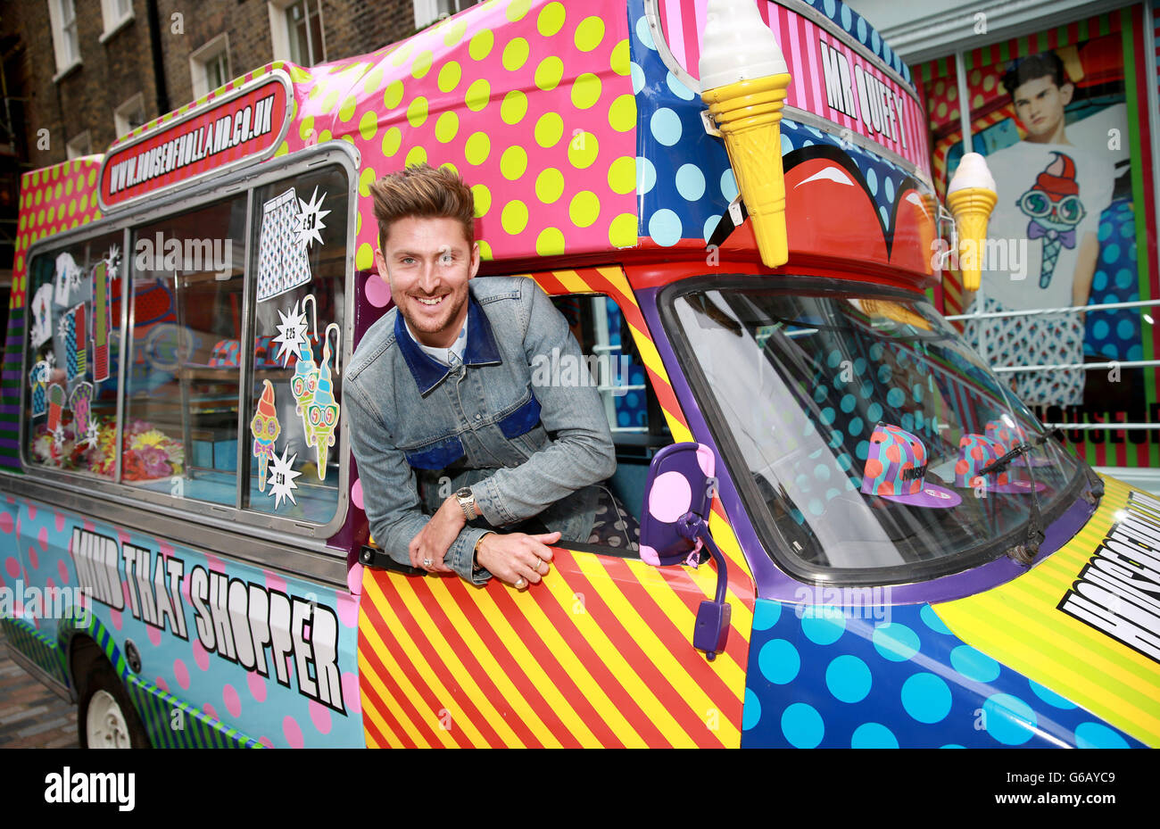 M. Quiffy magasin mobile - Londres Banque D'Images