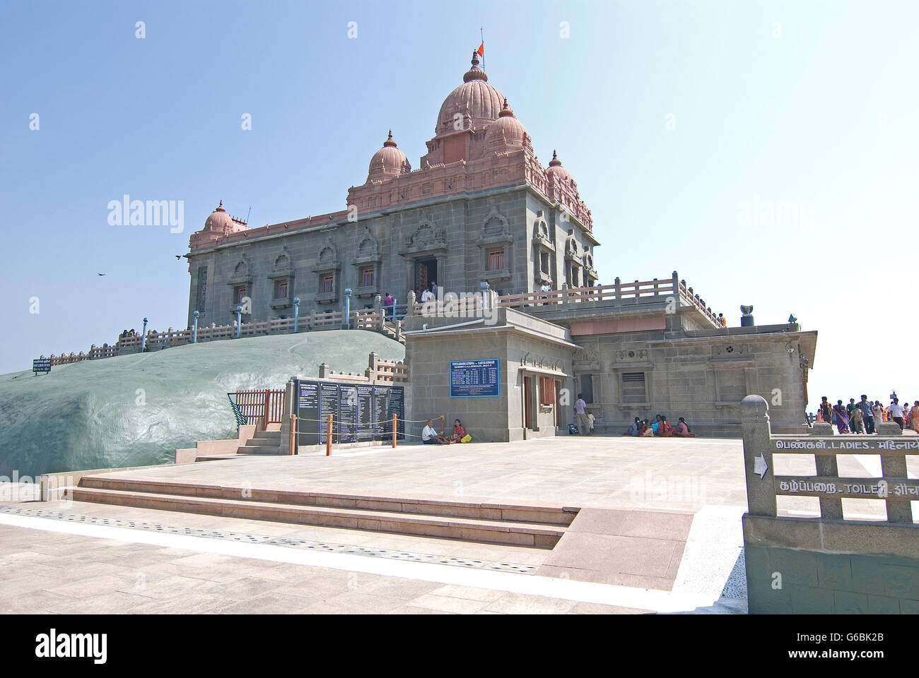Vivekananda Memorial temple Rock, Kanyakumari, Tamil Nadu, Inde. C'est le southermost pointe du territoire indien. Banque D'Images