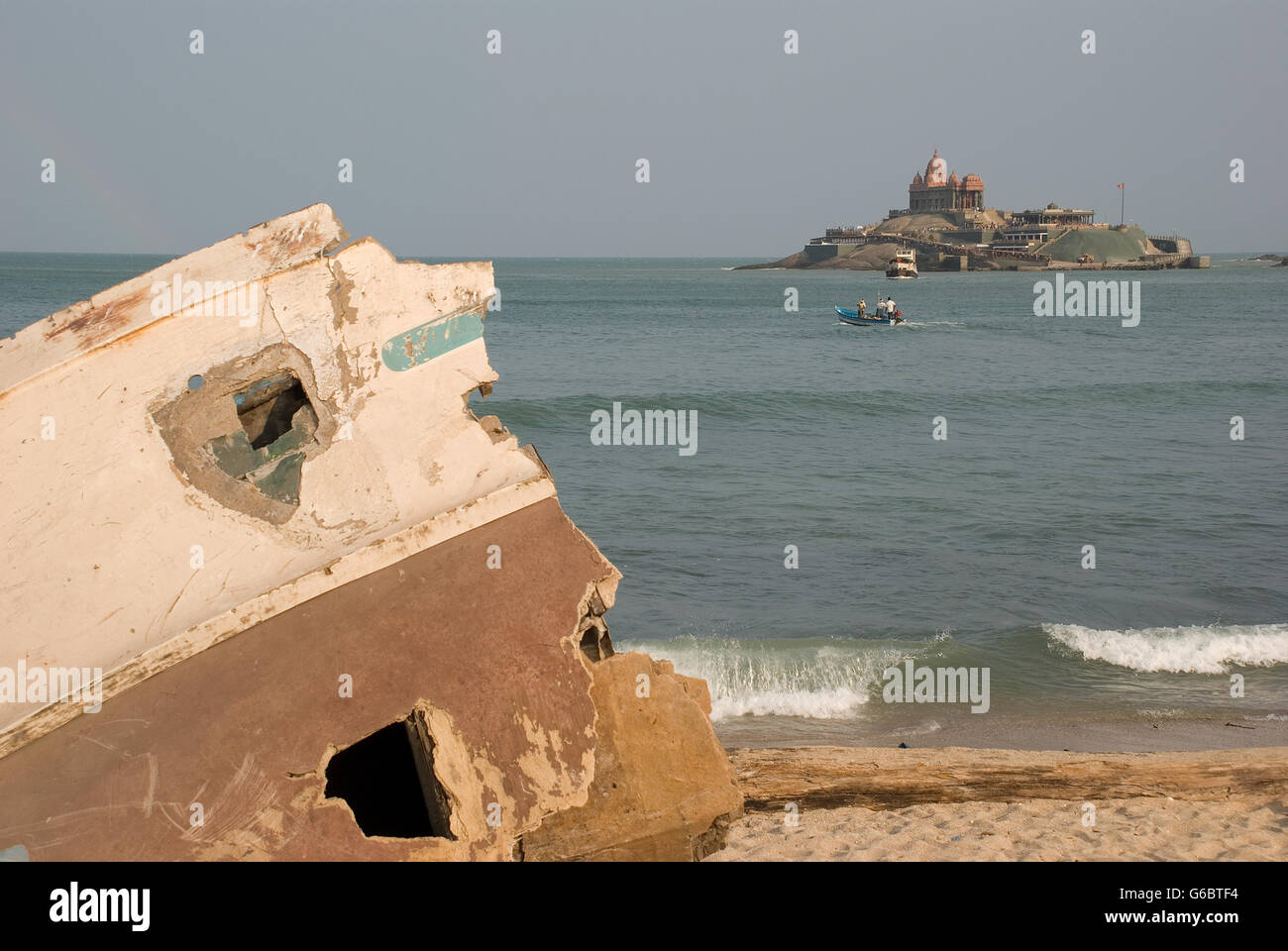 Vestiges de la destruction du tsunami qui a frappé Kanyakumari, Tamil Nadu, Inde Banque D'Images